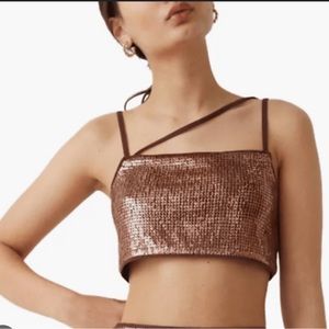 & Other Stories 10 Brown Sequin Top